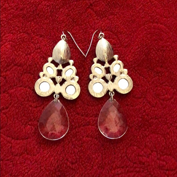 Crystal & Diamond Drop Earrings - Picture 2 of 3